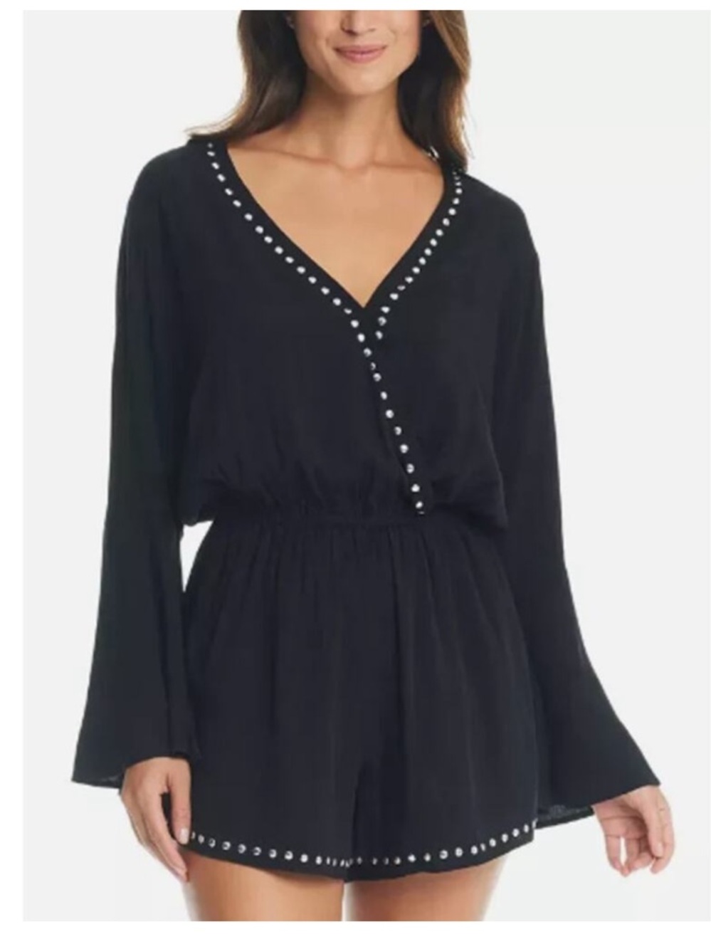 NWT BAR III Black Tell Me About It Stud Swimsuit Cover Up Romper
XL Goth Beach